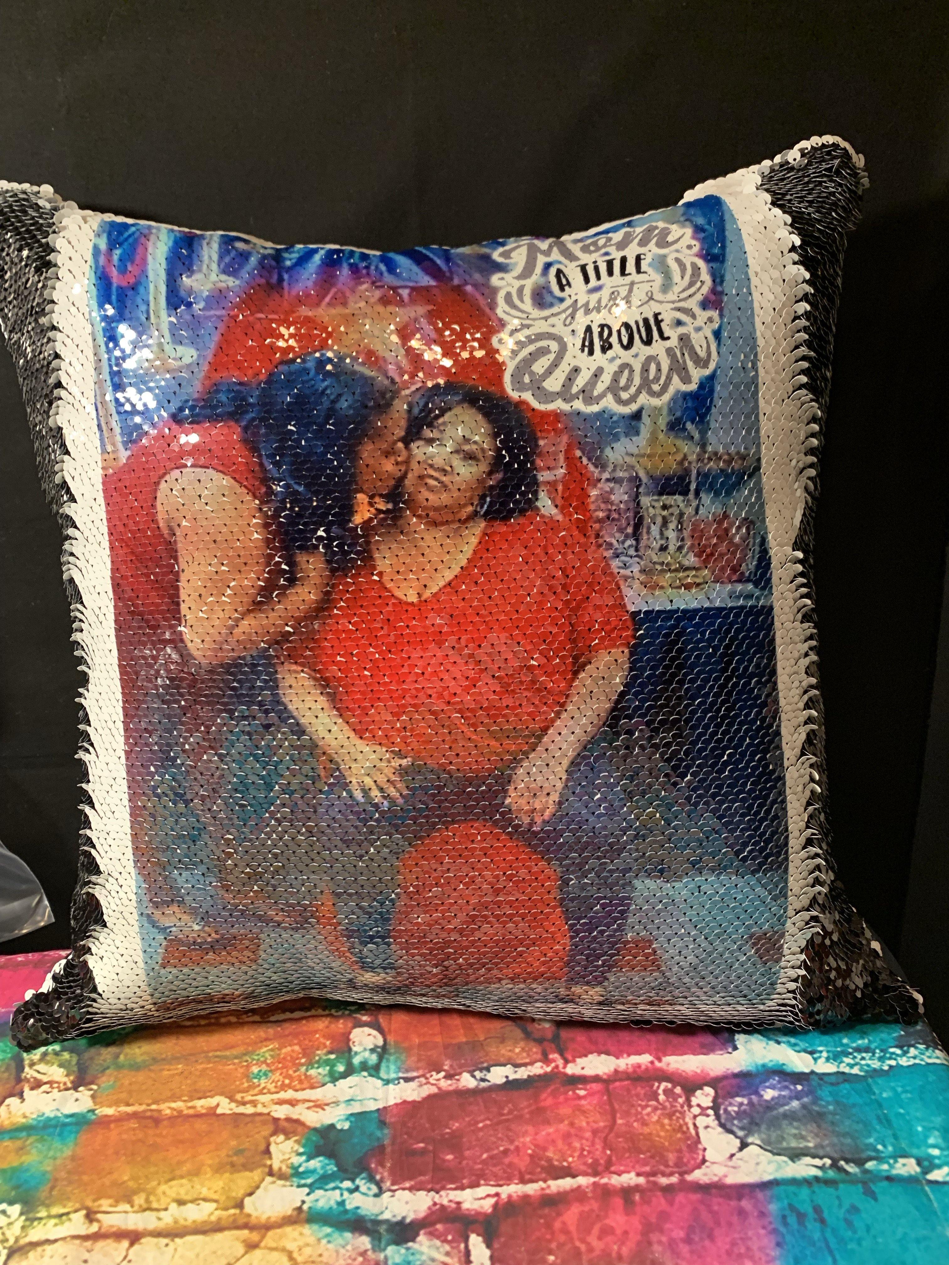 Initial sequin outlet pillow