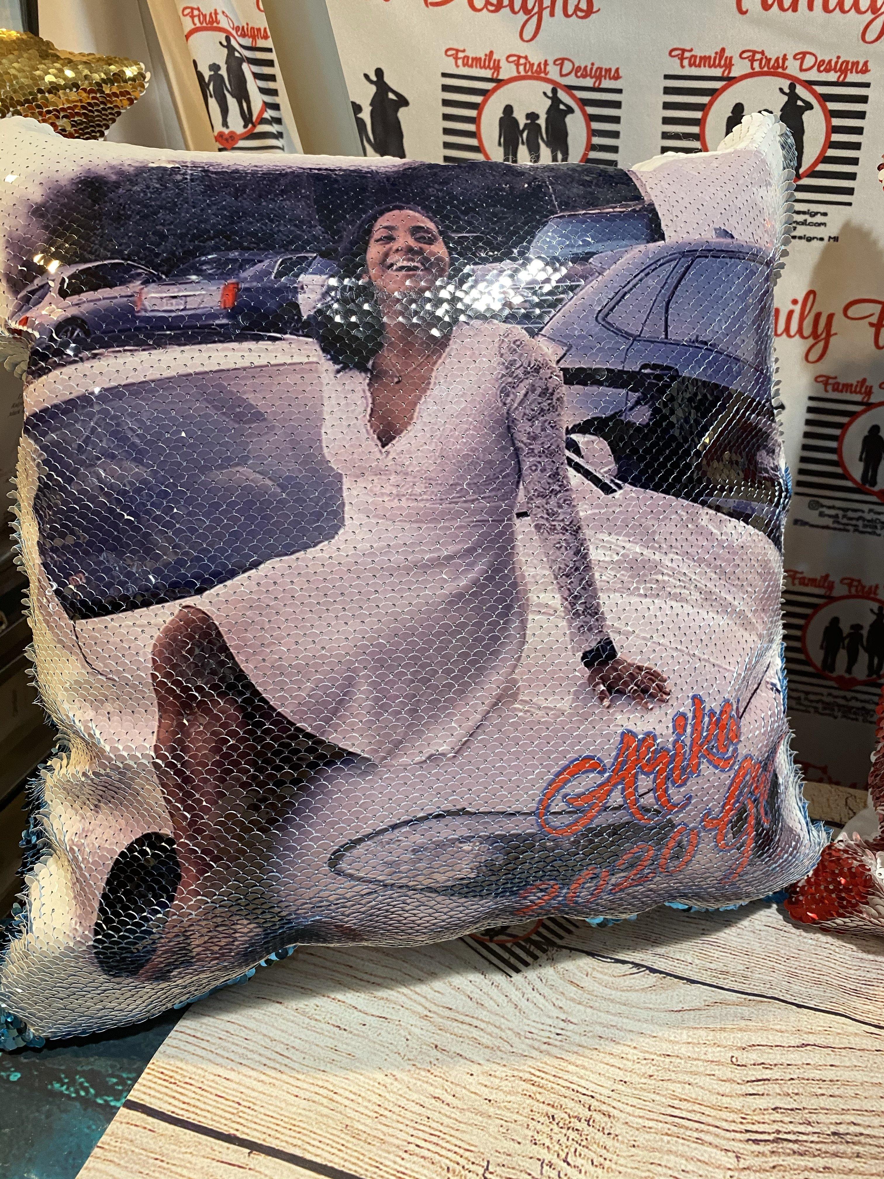 Custom store sequin pillows